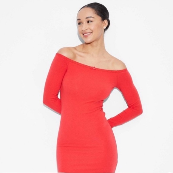 Wild Fable Red Off the Shoulder Bow Dress💋 - Picture 2 of 7